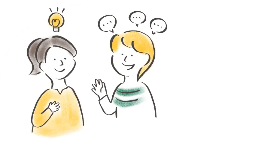 丁寧に説明しているイラスト